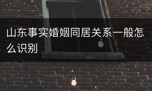 山东事实婚姻同居关系一般怎么识别