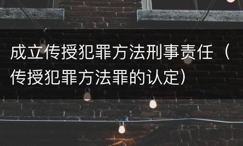 成立传授犯罪方法刑事责任（传授犯罪方法罪的认定）