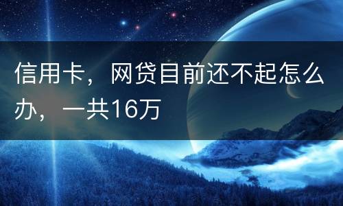 信用卡，网贷目前还不起怎么办，一共16万