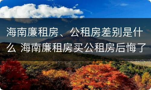 海南廉租房、公租房差别是什么 海南廉租房买公租房后悔了