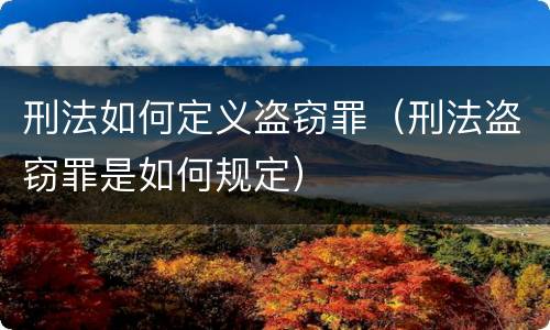 刑法如何定义盗窃罪（刑法盗窃罪是如何规定）