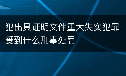 犯出具证明文件重大失实犯罪受到什么刑事处罚