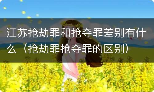 江苏抢劫罪和抢夺罪差别有什么（抢劫罪抢夺罪的区别）