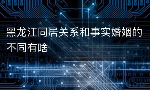 黑龙江同居关系和事实婚姻的不同有啥