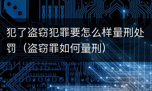 犯了盗窃犯罪要怎么样量刑处罚（盗窃罪如何量刑）