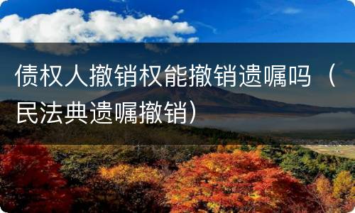 债权人撤销权能撤销遗嘱吗（民法典遗嘱撤销）
