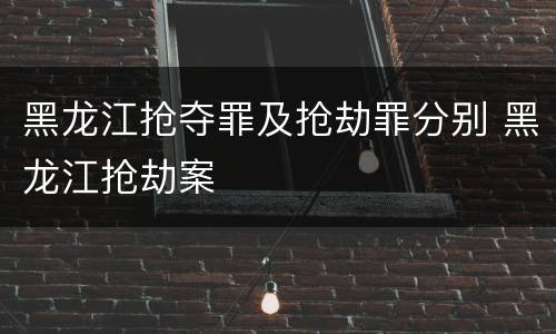 黑龙江抢夺罪及抢劫罪分别 黑龙江抢劫案