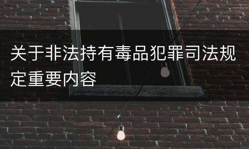 关于非法持有毒品犯罪司法规定重要内容