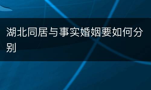 湖北同居与事实婚姻要如何分别