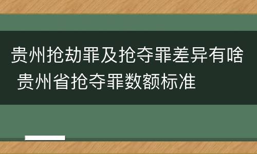 贵州抢劫罪及抢夺罪差异有啥 贵州省抢夺罪数额标准