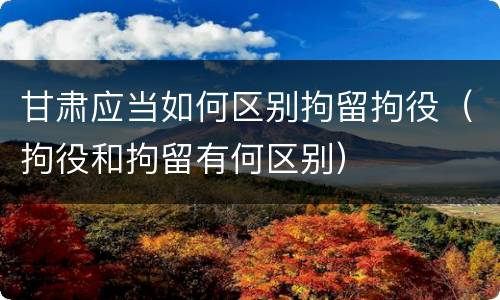 甘肃应当如何区别拘留拘役（拘役和拘留有何区别）