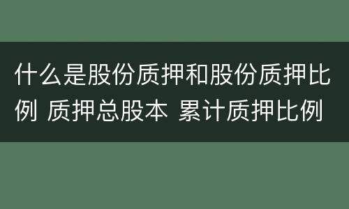 什么是股份质押和股份质押比例 质押总股本 累计质押比例