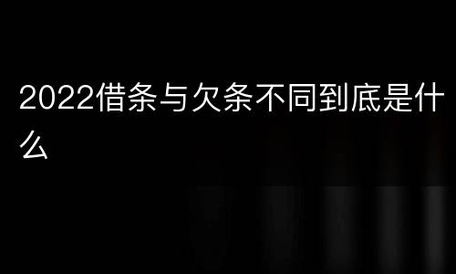2022借条与欠条不同到底是什么