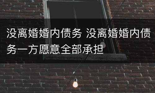 没离婚婚内债务 没离婚婚内债务一方愿意全部承担