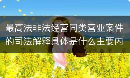 最高法非法经营同类营业案件的司法解释具体是什么主要内容