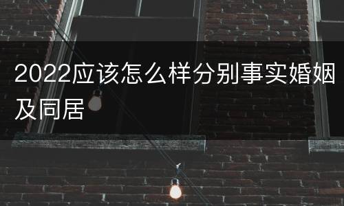 2022应该怎么样分别事实婚姻及同居