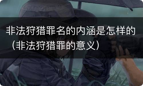 非法狩猎罪名的内涵是怎样的（非法狩猎罪的意义）
