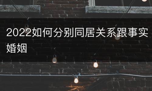 2022如何分别同居关系跟事实婚姻