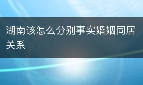 湖南该怎么分别事实婚姻同居关系