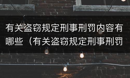 有关盗窃规定刑事刑罚内容有哪些(有关盗窃规定刑事刑罚内容有哪些要求)