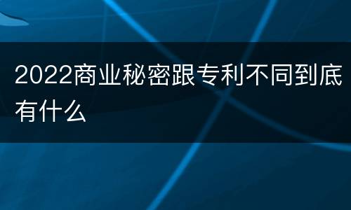 2022商业秘密跟专利不同到底有什么