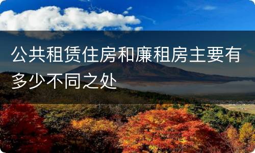 公共租赁住房和廉租房主要有多少不同之处