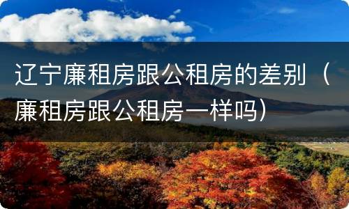 辽宁廉租房跟公租房的差别（廉租房跟公租房一样吗）