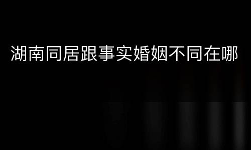 湖南同居跟事实婚姻不同在哪