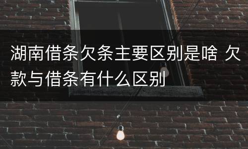 湖南借条欠条主要区别是啥 欠款与借条有什么区别