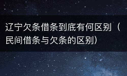 辽宁欠条借条到底有何区别（民间借条与欠条的区别）