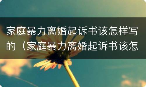 家庭暴力离婚起诉书该怎样写的（家庭暴力离婚起诉书该怎样写的范文）