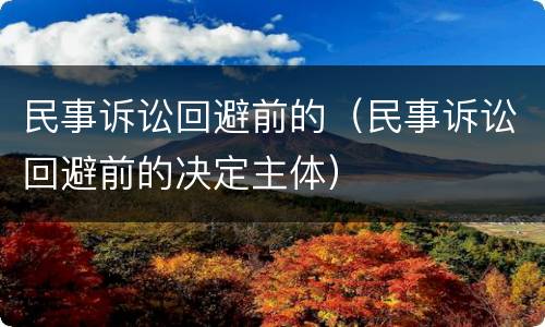 民事诉讼回避前的（民事诉讼回避前的决定主体）