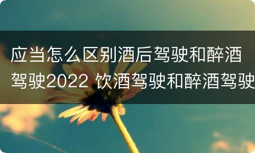 应当怎么区别酒后驾驶和醉酒驾驶2022 饮酒驾驶和醉酒驾驶的界限