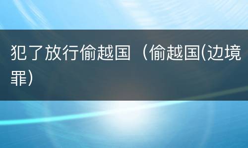 犯了放行偷越国（偷越国(边境罪）