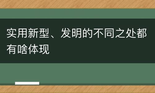 实用新型、发明的不同之处都有啥体现
