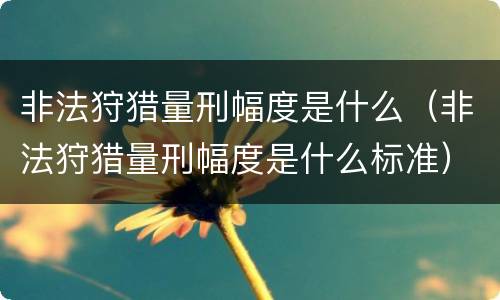 非法狩猎量刑幅度是什么（非法狩猎量刑幅度是什么标准）