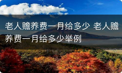 老人赡养费一月给多少 老人赡养费一月给多少举例