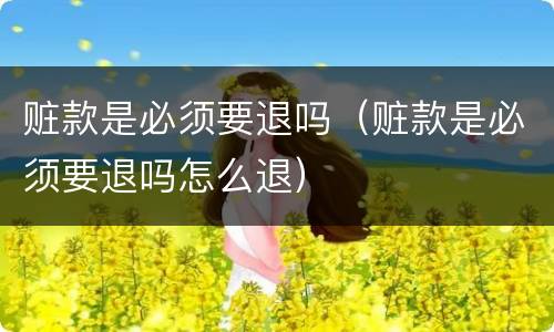 赃款是必须要退吗（赃款是必须要退吗怎么退）