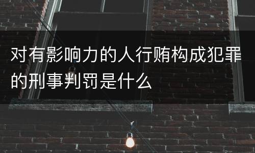 对有影响力的人行贿构成犯罪的刑事判罚是什么