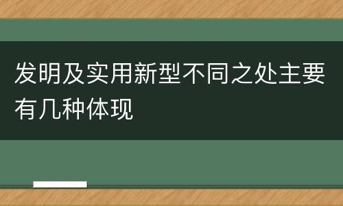 发明及实用新型不同之处主要有几种体现