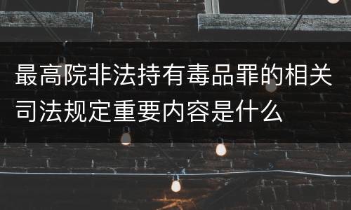 最高院非法持有毒品罪的相关司法规定重要内容是什么