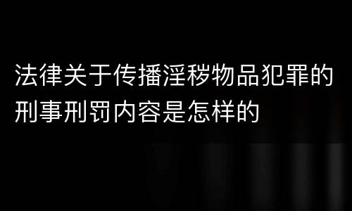 法律关于传播淫秽物品犯罪的刑事刑罚内容是怎样的