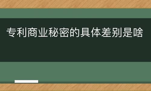 专利商业秘密的具体差别是啥