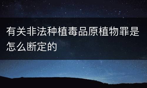 有关非法种植毒品原植物罪是怎么断定的