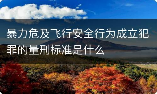 暴力危及飞行安全行为成立犯罪的量刑标准是什么