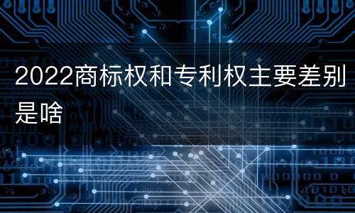 2022商标权和专利权主要差别是啥