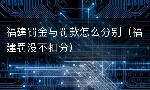 福建罚金与罚款怎么分别（福建罚没不扣分）