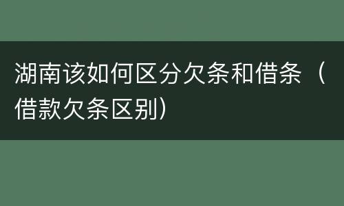 湖南该如何区分欠条和借条（借款欠条区别）