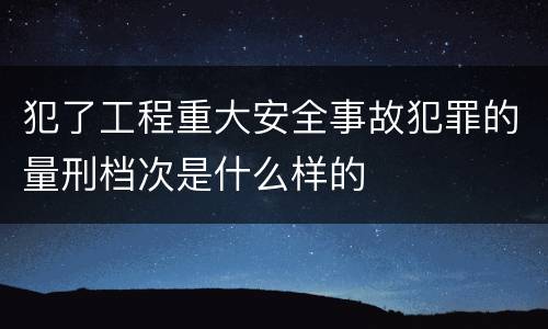 犯了工程重大安全事故犯罪的量刑档次是什么样的