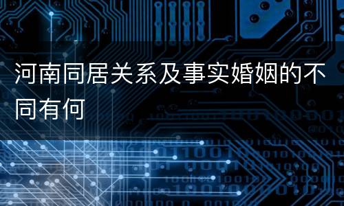 河南同居关系及事实婚姻的不同有何